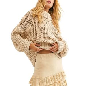 EUC Free People My Only Sunshine Oversized sweater LARGE Wheat color